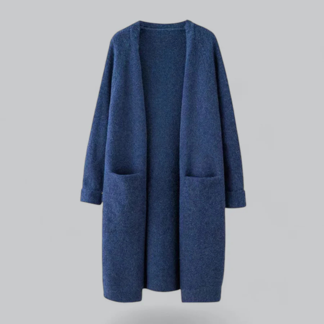 Women's cardigan with open front and long cut