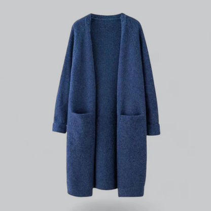 Women's cardigan with open front and long cut