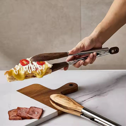 Haverton Kitchen Tongs – Solid Wood & Stainless Steel, Set of 2