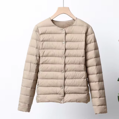 Lightweight women's down jacket with short cut