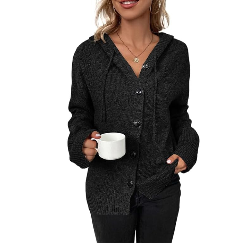 Women's cardigan with button placket made of chunky knit