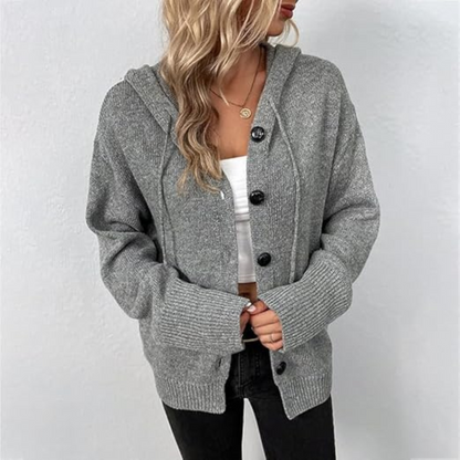 Women's cardigan with button placket made of chunky knit