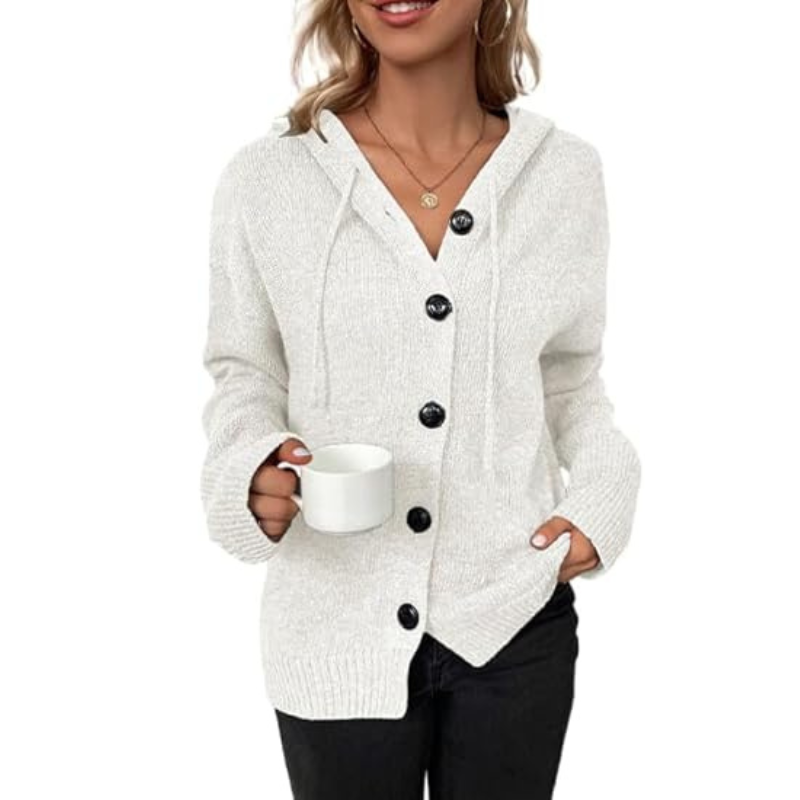 Women's cardigan with button placket made of chunky knit