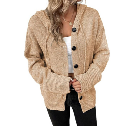 Women's cardigan with button placket made of chunky knit
