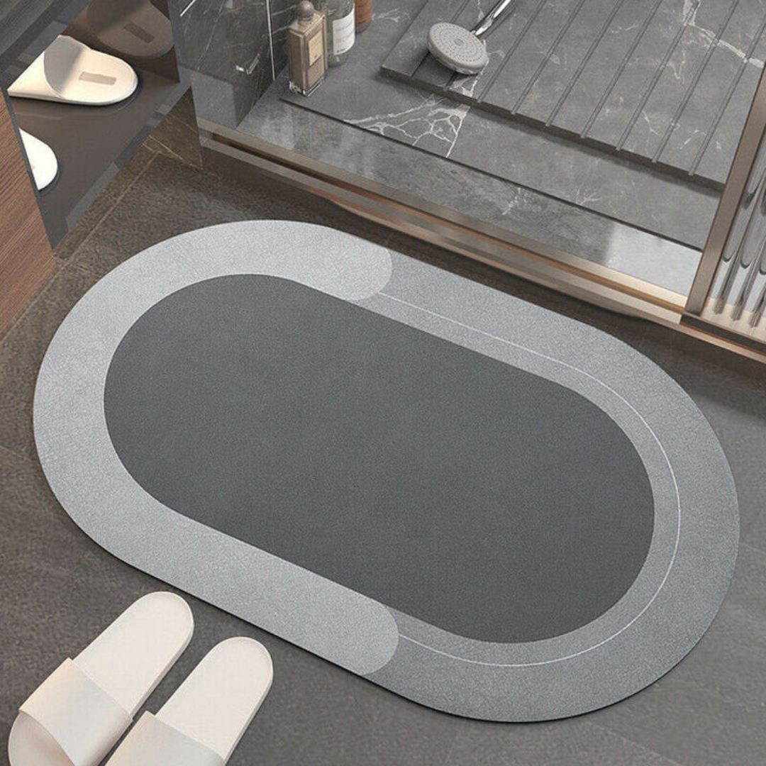 Highly absorbent bath mat, thin, non-slip with diatomite surface, quick-drying, geometric design