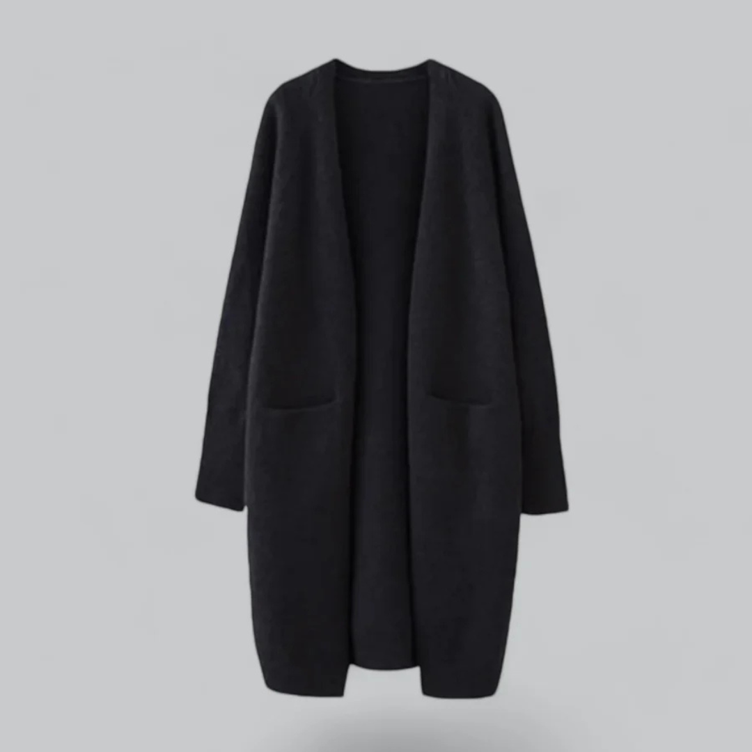 Women's cardigan with open front and long cut