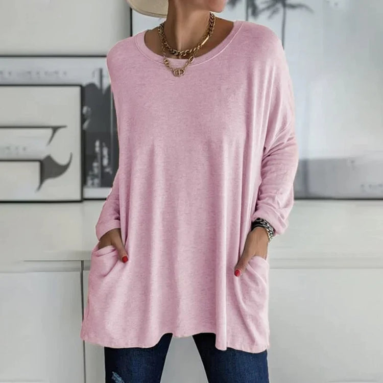 Women's pullover in loose fit with round neckline
