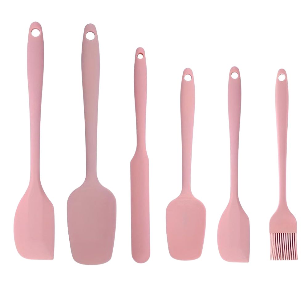 6-Piece Baking Helper Set Made of Heat-Resistant Silicone with Spatula, Macaron Spatula, and Silicone Brush