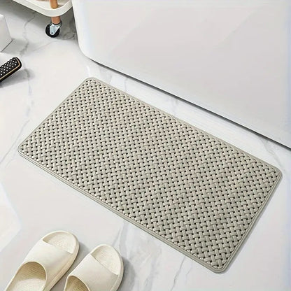 Non-slip mat for shower and bathtub made of silicone with basket weave design, suction cup underside