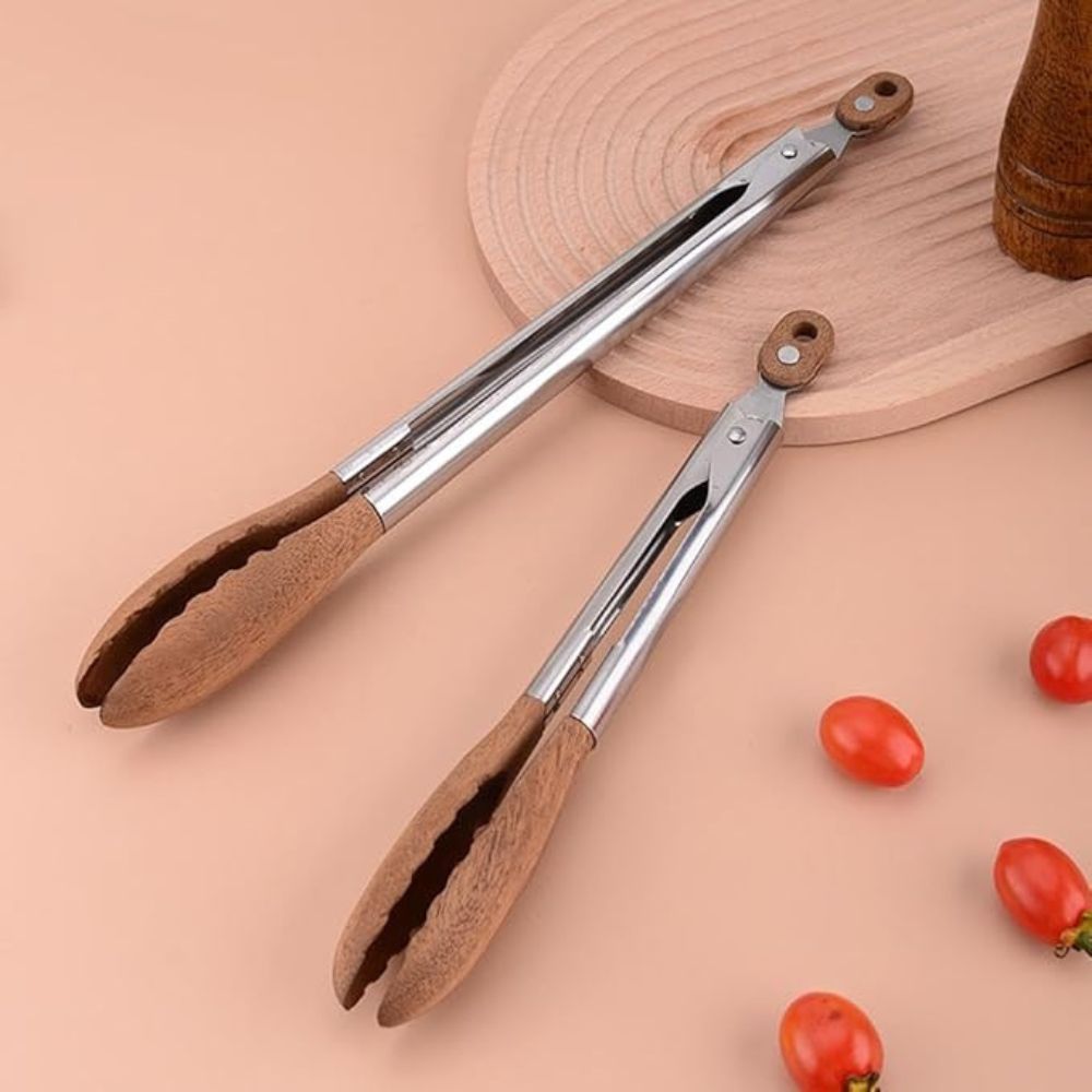 Haverton Kitchen Tongs – Solid Wood & Stainless Steel, Set of 2