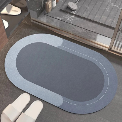 Highly absorbent bath mat, thin, non-slip with diatomite surface, quick-drying, geometric design