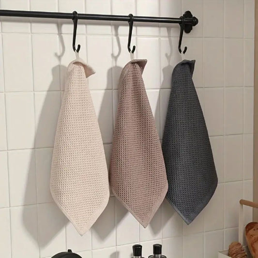 Cotton Waffle Pique Kitchen Towel Absorbent with Hanging Loop Quick-Drying Square