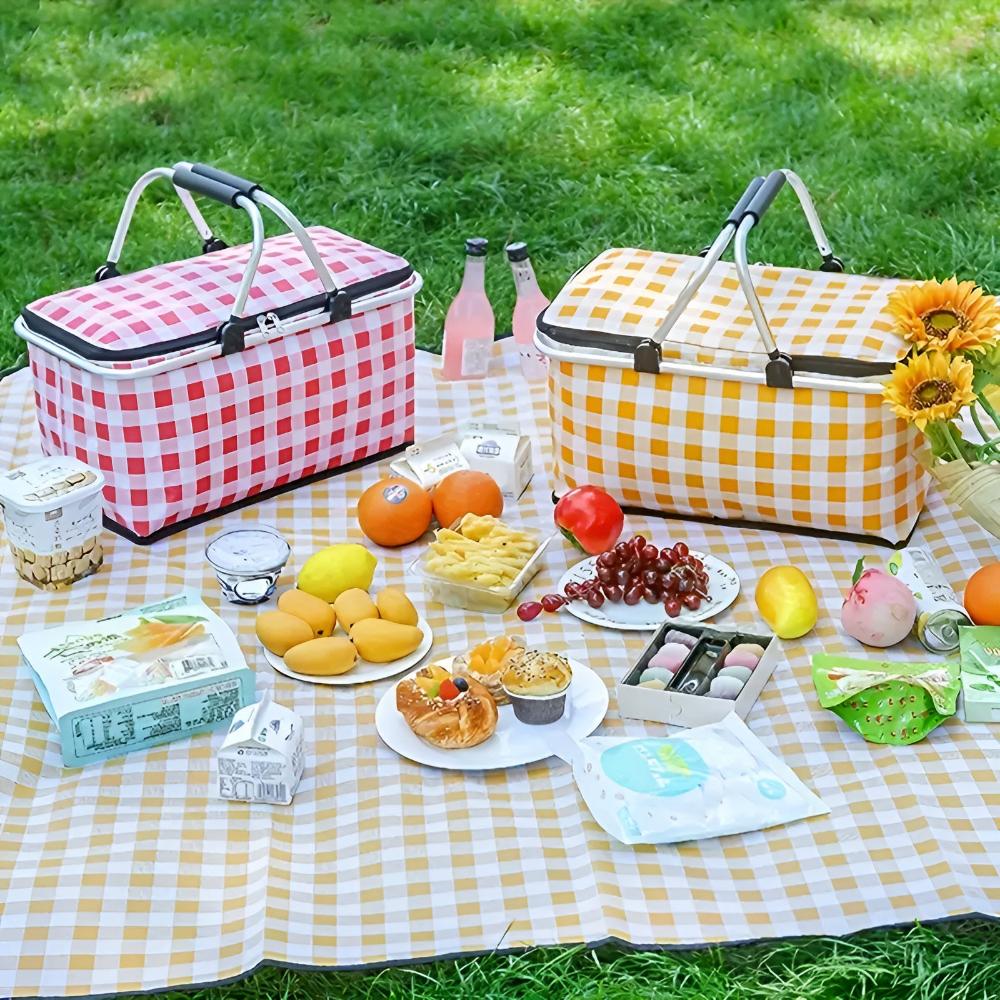 Picnico Foldable Checked Picnic Basket – Versatile 22L Outdoor Companion