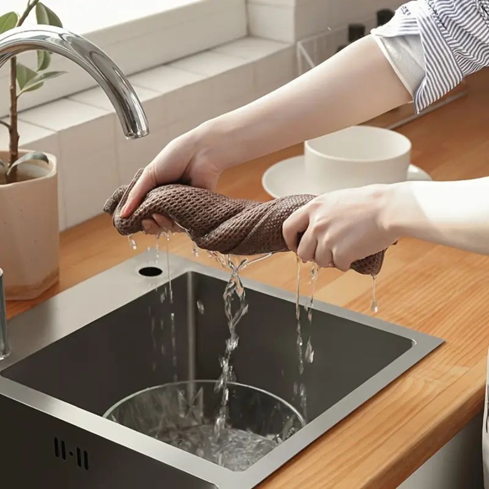Cotton Waffle Pique Kitchen Towel Absorbent with Hanging Loop Quick-Drying Square