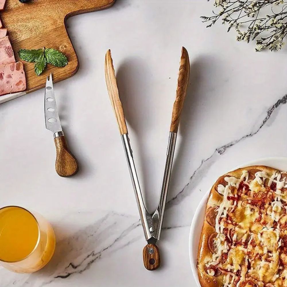 Haverton Kitchen Tongs – Solid Wood & Stainless Steel, Set of 2