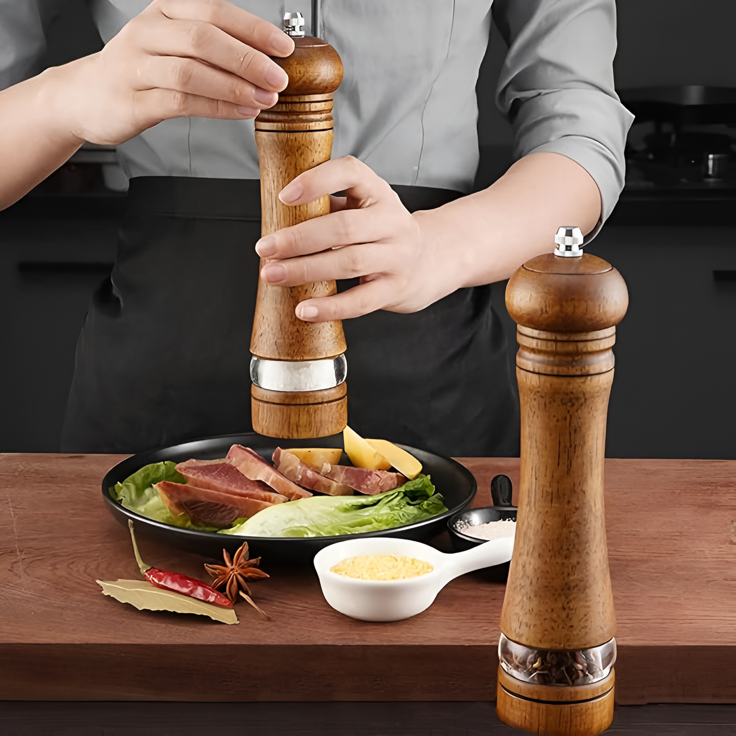 Rustico Oak Spice Mill – Salt & Pepper Set Made from Natural Wood