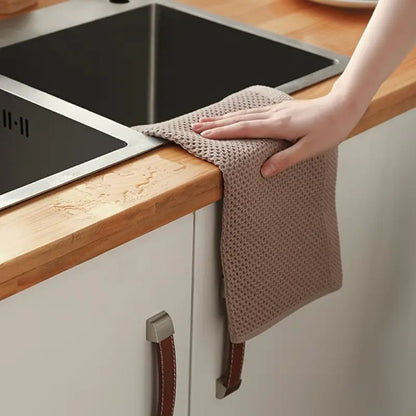 Cotton Waffle Pique Kitchen Towel Absorbent with Hanging Loop Quick-Drying Square