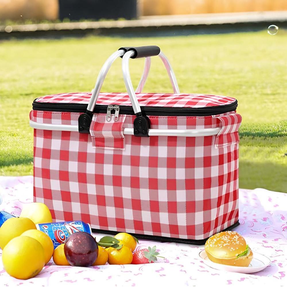 Picnico Foldable Checked Picnic Basket – Versatile 22L Outdoor Companion