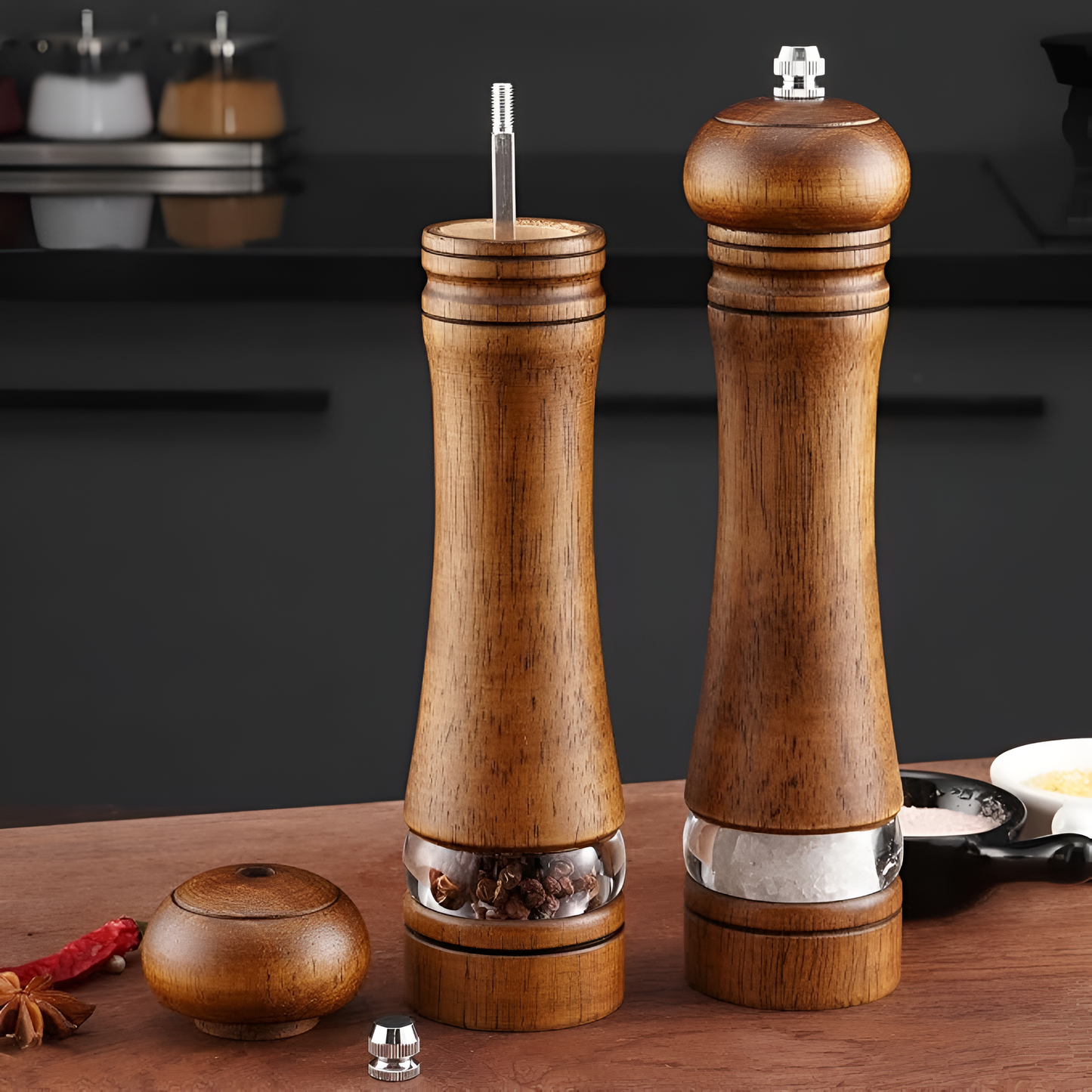 Rustico Oak Spice Mill – Salt & Pepper Set Made from Natural Wood