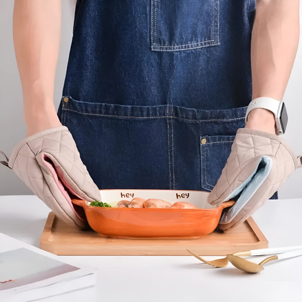 Heat-Resistant Silicone Kitchen Gloves with Quilting – Safe Cooking & Baking