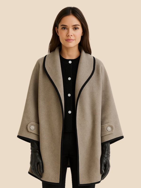 Plus-size women's winter coat with long, straight shape
