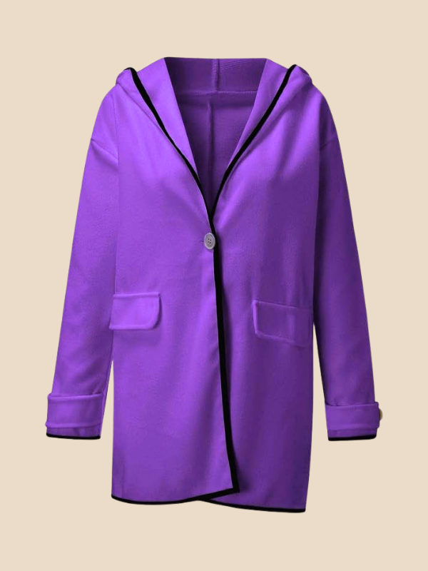 Plus-size women's winter coat with long, straight shape