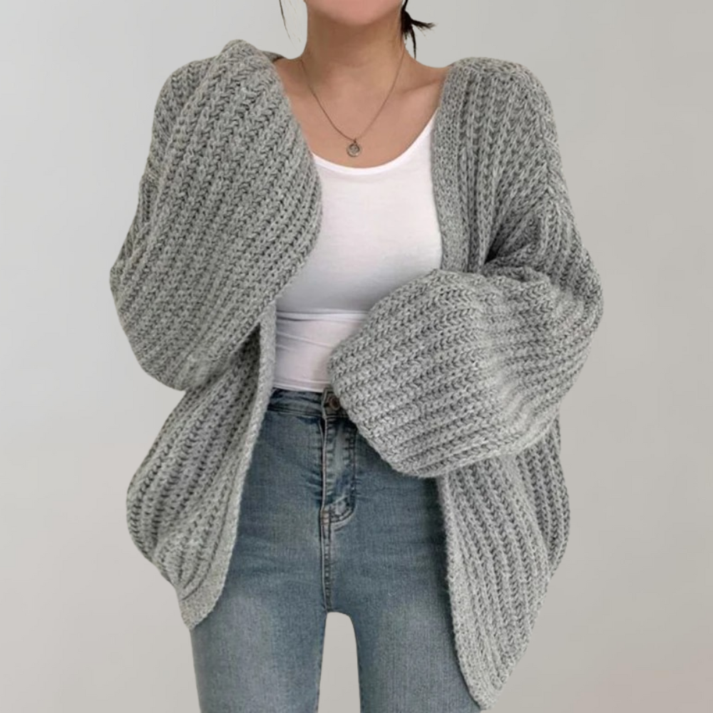 Women's cardigan with long sleeves made of cotton-acrylic blend