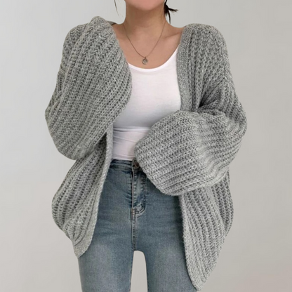 Women's cardigan with long sleeves made of cotton-acrylic blend