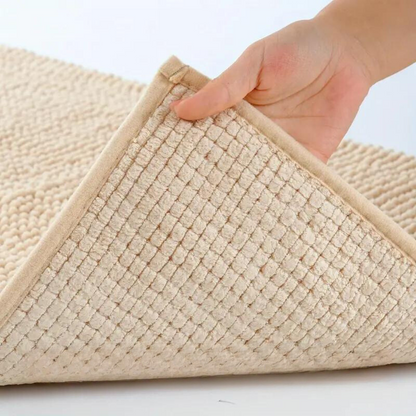 Bath mat made of chenille microfiber with memory foam core, non-slip and quick-drying