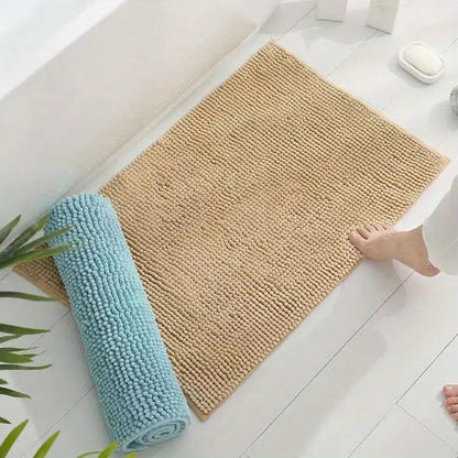 Bath mat made of chenille microfiber with memory foam core, non-slip and quick-drying