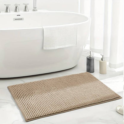 Bath mat made of chenille microfiber with memory foam core, non-slip and quick-drying