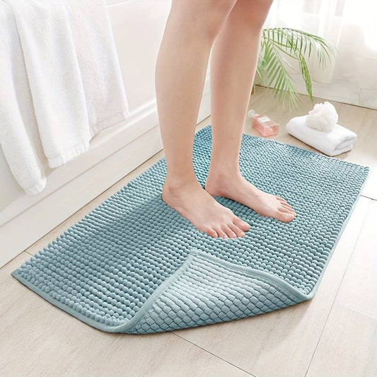 Bath mat made of chenille microfiber with memory foam core, non-slip and quick-drying