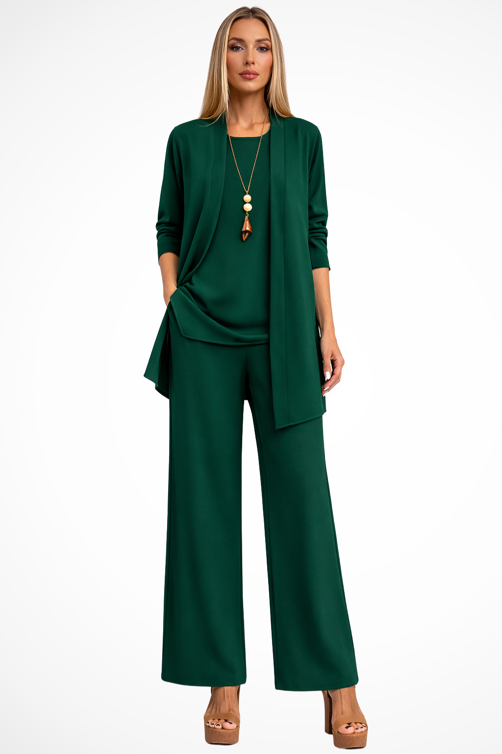 Women's 3-Piece Pantsuit with Cardigan and Top