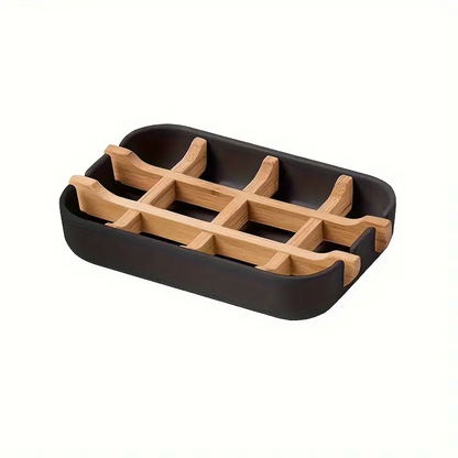 Lumenora Élite Bamboo Soap Dish – Elegant Accessory for the Bathroom