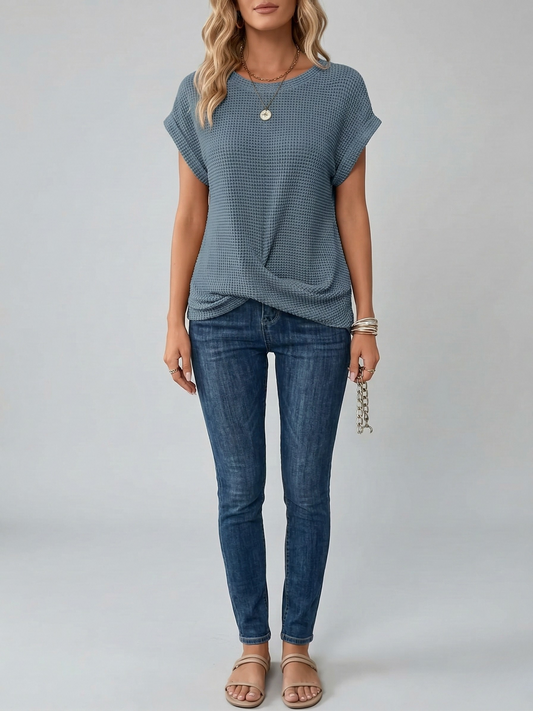 Damen-T-Shirt aus Baumwolle mit Kurzarm und Rundhalsausschnitt