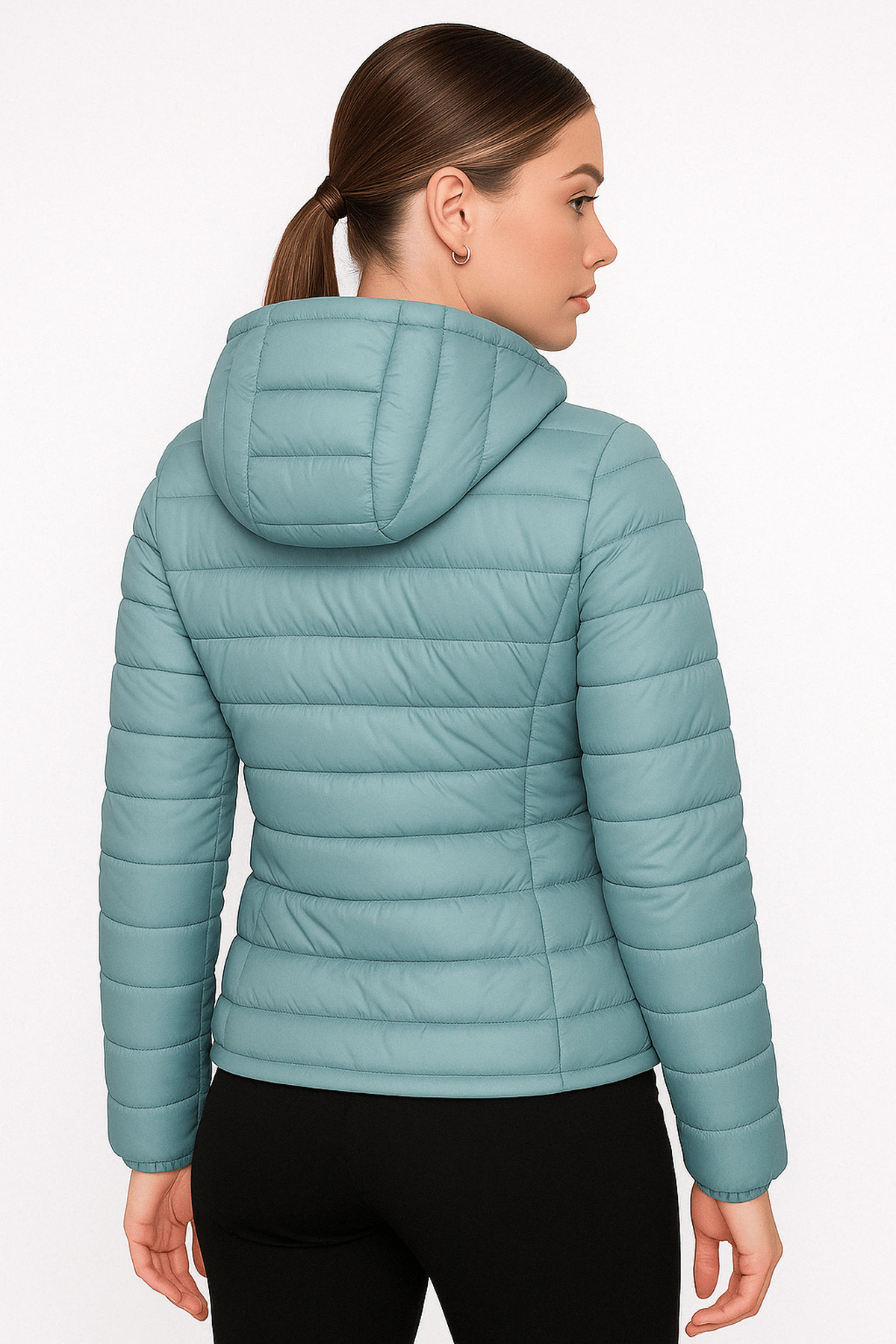 Women's down jacket with hood and 80% down filling