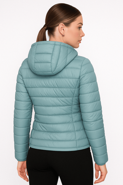 Women's down jacket with hood and 80% down filling