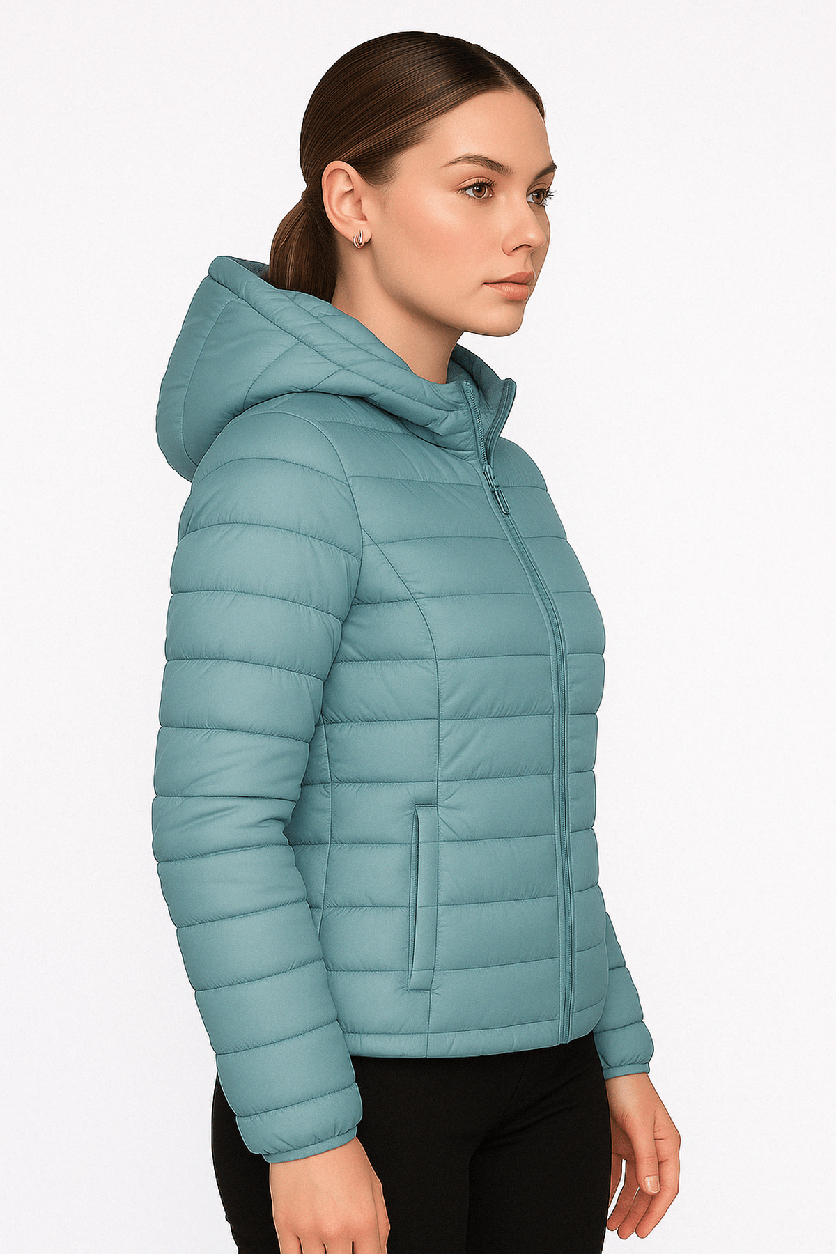 Women's down jacket with hood and 80% down filling