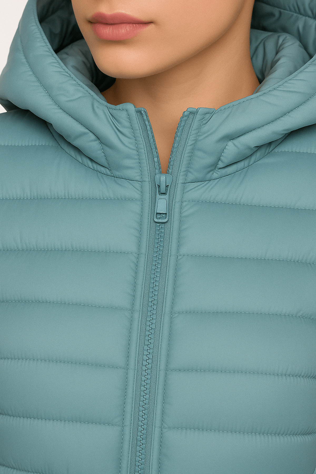Women's down jacket with hood and 80% down filling