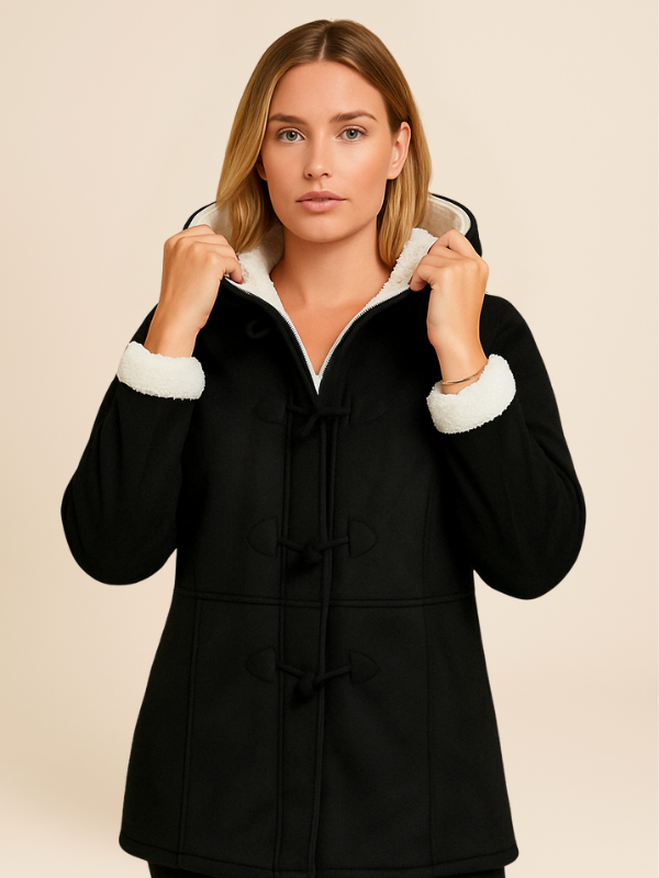 Women's coat with hood and fleece lining