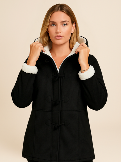 Women's coat with hood and fleece lining