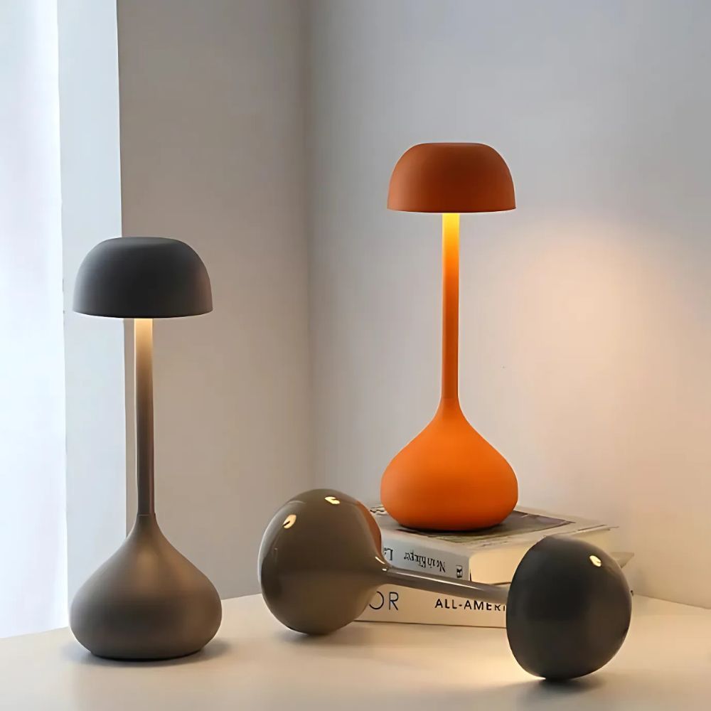 Mushroom-Shaped Desk Lamp Cordless Dimmable with Touch Control and Three Light Colors Battery