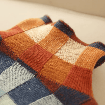 Women's cashmere turtleneck sweater with patchwork knit