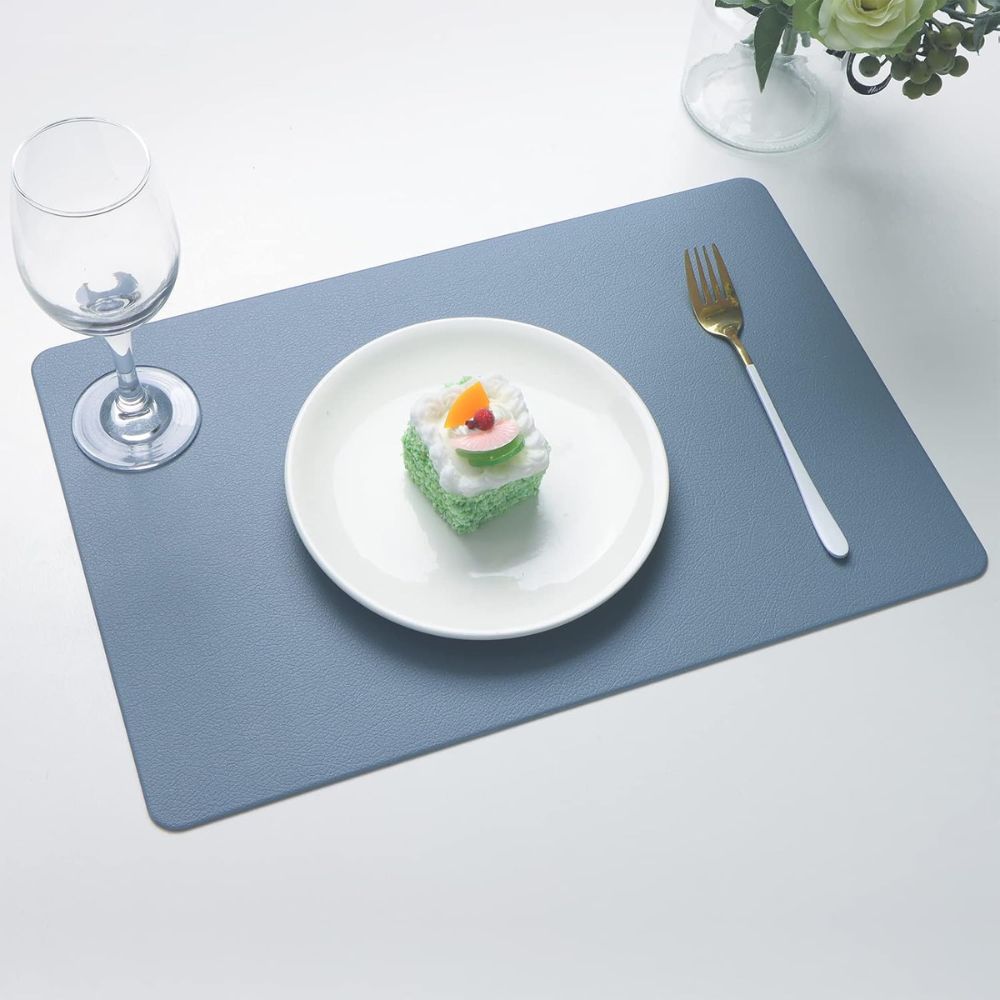 Reversible PU Faux Leather Placemat with Vintage Look Heat-Resistant and Water-Repellent Rectangular