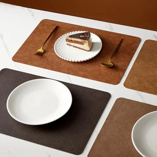 Tischset aus PU Kunstleder Wendbar mit Vintage Optik Hitzebeständig und Wasserabweisend Rechteckig