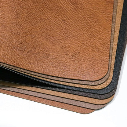 Reversible PU Faux Leather Placemat with Vintage Look Heat-Resistant and Water-Repellent Rectangular