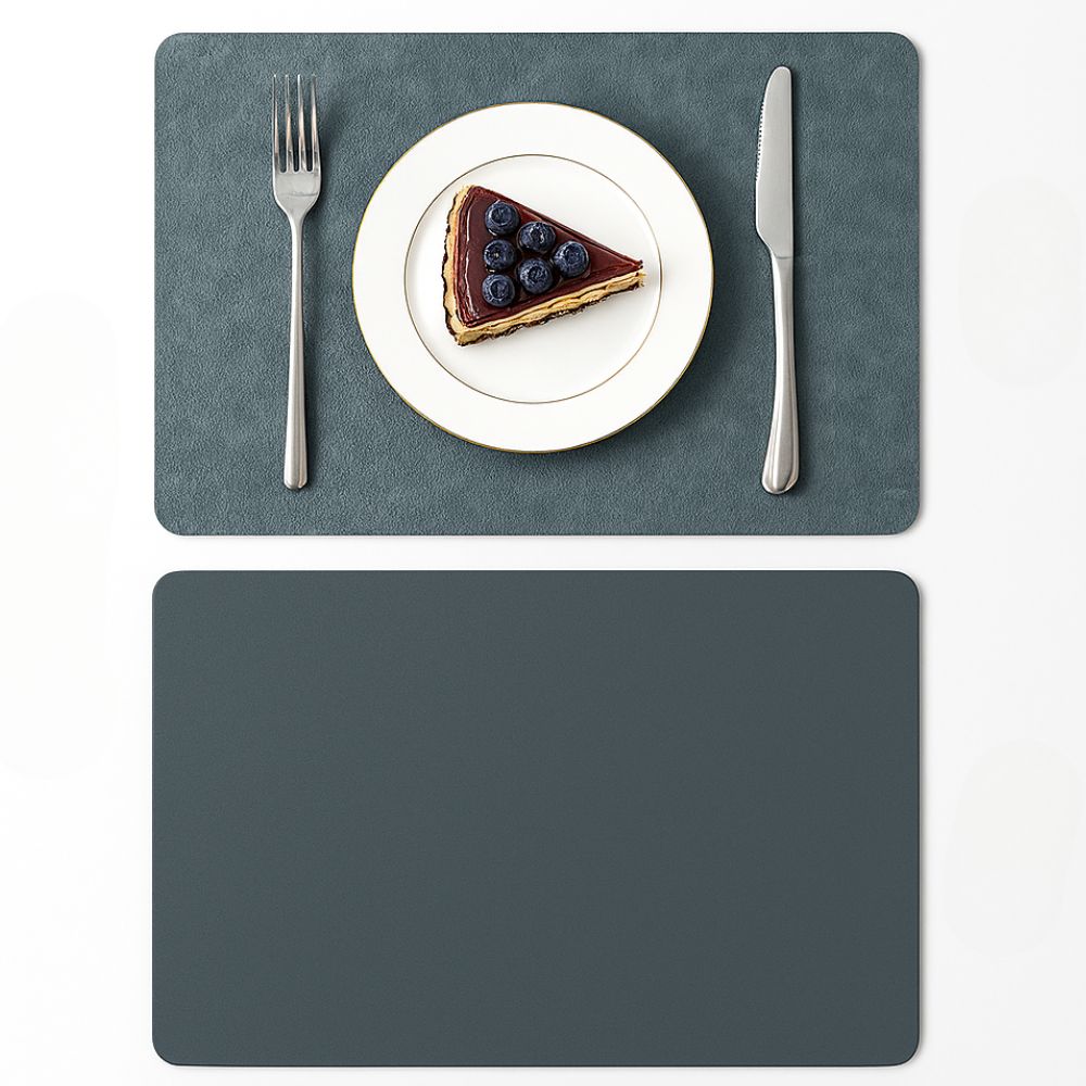 Reversible PU Faux Leather Placemat with Vintage Look Heat-Resistant and Water-Repellent Rectangular