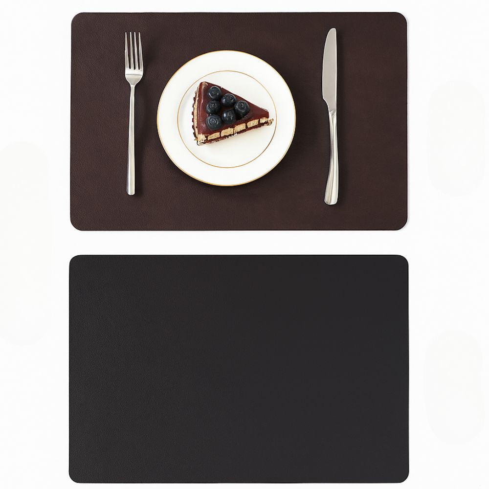 Reversible PU Faux Leather Placemat with Vintage Look Heat-Resistant and Water-Repellent Rectangular