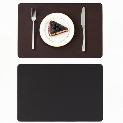 Reversible PU Faux Leather Placemat with Vintage Look Heat-Resistant and Water-Repellent Rectangular