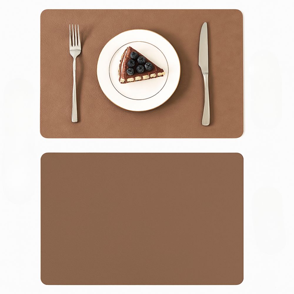 Reversible PU Faux Leather Placemat with Vintage Look Heat-Resistant and Water-Repellent Rectangular